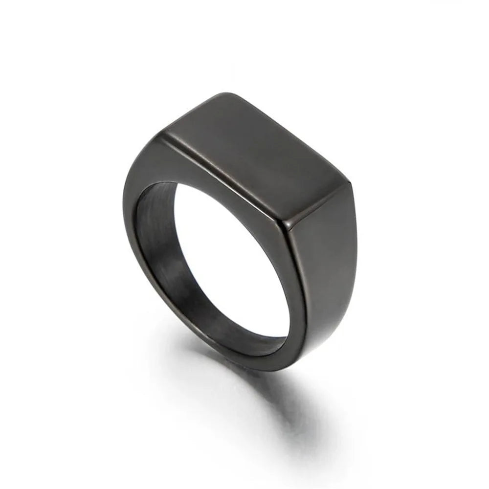 1pc Legierung einfache glänzende Ringe mit rechteckigem Dekor, exquisiten Herren Accessoire Schmuck