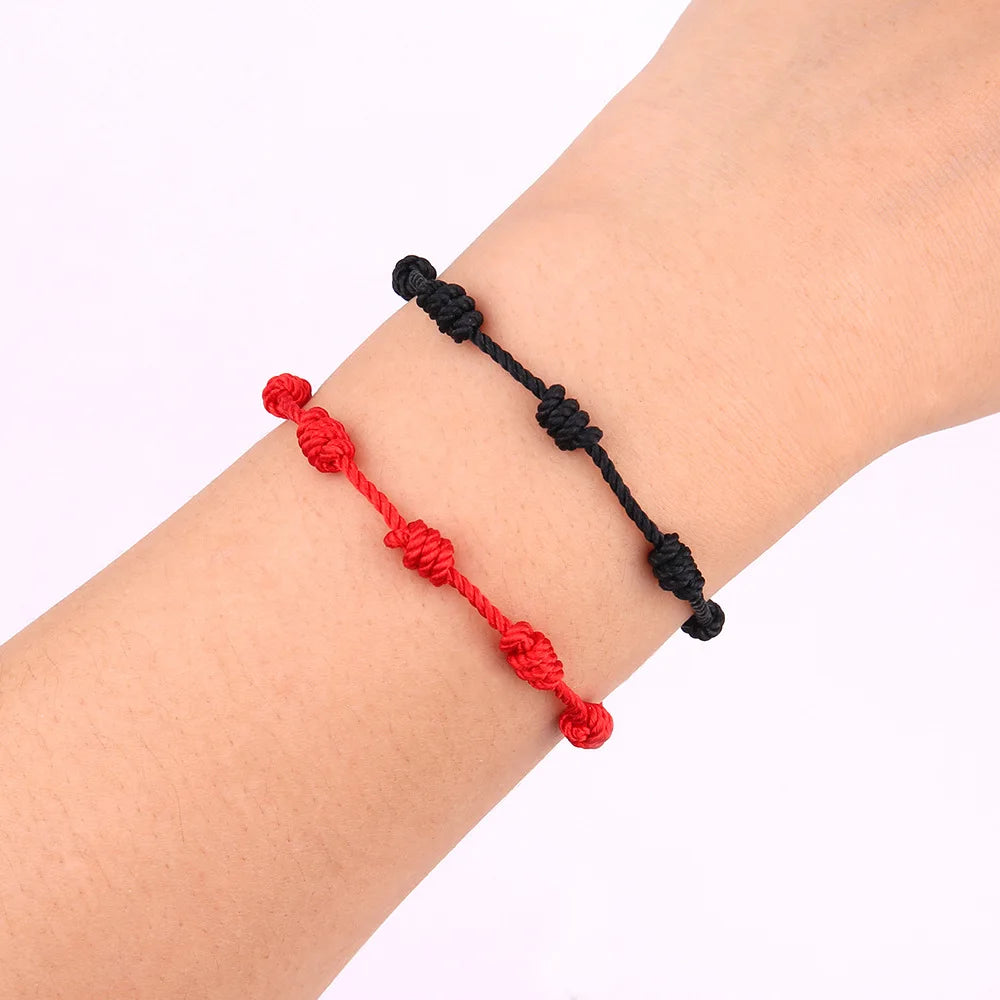 Rote Schnur-Armbänder, verstellbar mit 7 Knoten, viel Glück, rotes Schnur-Armband, Amulett zum Schutz, Freundschaft, Männer, Frauen, Paar, Geschenke