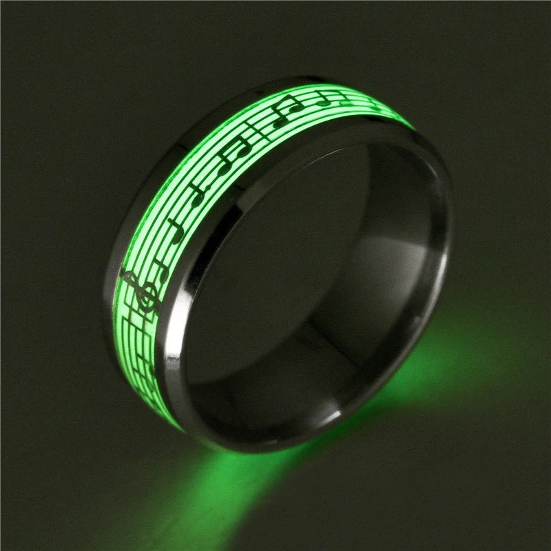 Leuchtender Edelstahl-Liebesherz-Paarring für Paare, EKG, leuchtet im Dunkeln, Herzschlag, fluoreszierende Ringe, Zubehör, Geschenke für Freunde