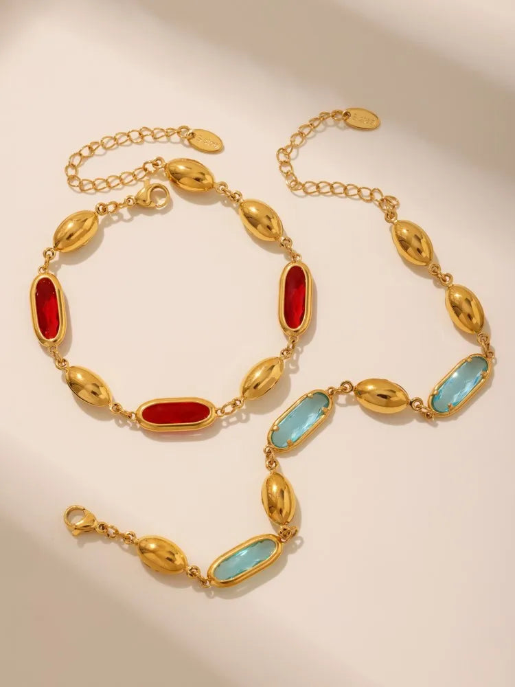 Edelstahlarmband mit mehreren glänzenden Streifen, facettiertes tschechisches Kristallglas für Damen, 18 Karat vergoldet, luxuriöse Damenarmbänder