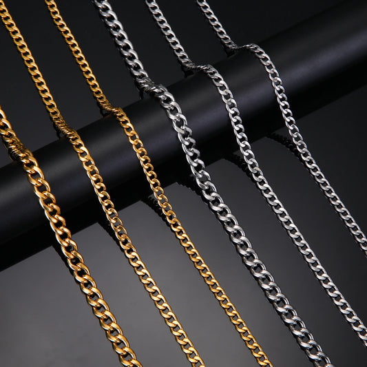 Teamer Kubanische Kette Halskette für Männer Frauen Basic Punk Edelstahl Curb Link Kette Colliers Gold Farbe männer Halsketten schmuck