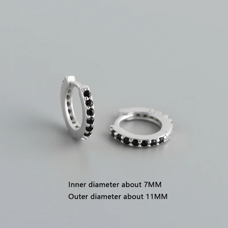 WANTME 925 Sterling Silber Einfache Farbe Zirkon Huggies 8,8mm Ohr Creolen für Frauen Mode Überzogene 18 k Gold Charms schmuck