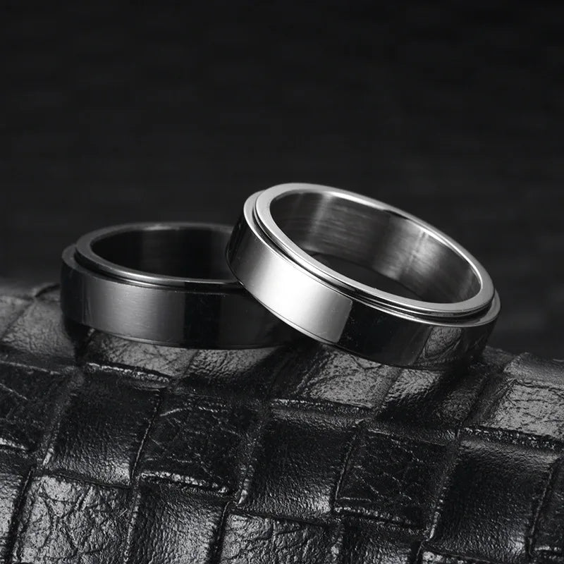 Edelstahl rotierende Angst Fidget Spinner Ringe für Paare Sorgen Stress Relief Metall Rock Band Ring Anillo Antiestres