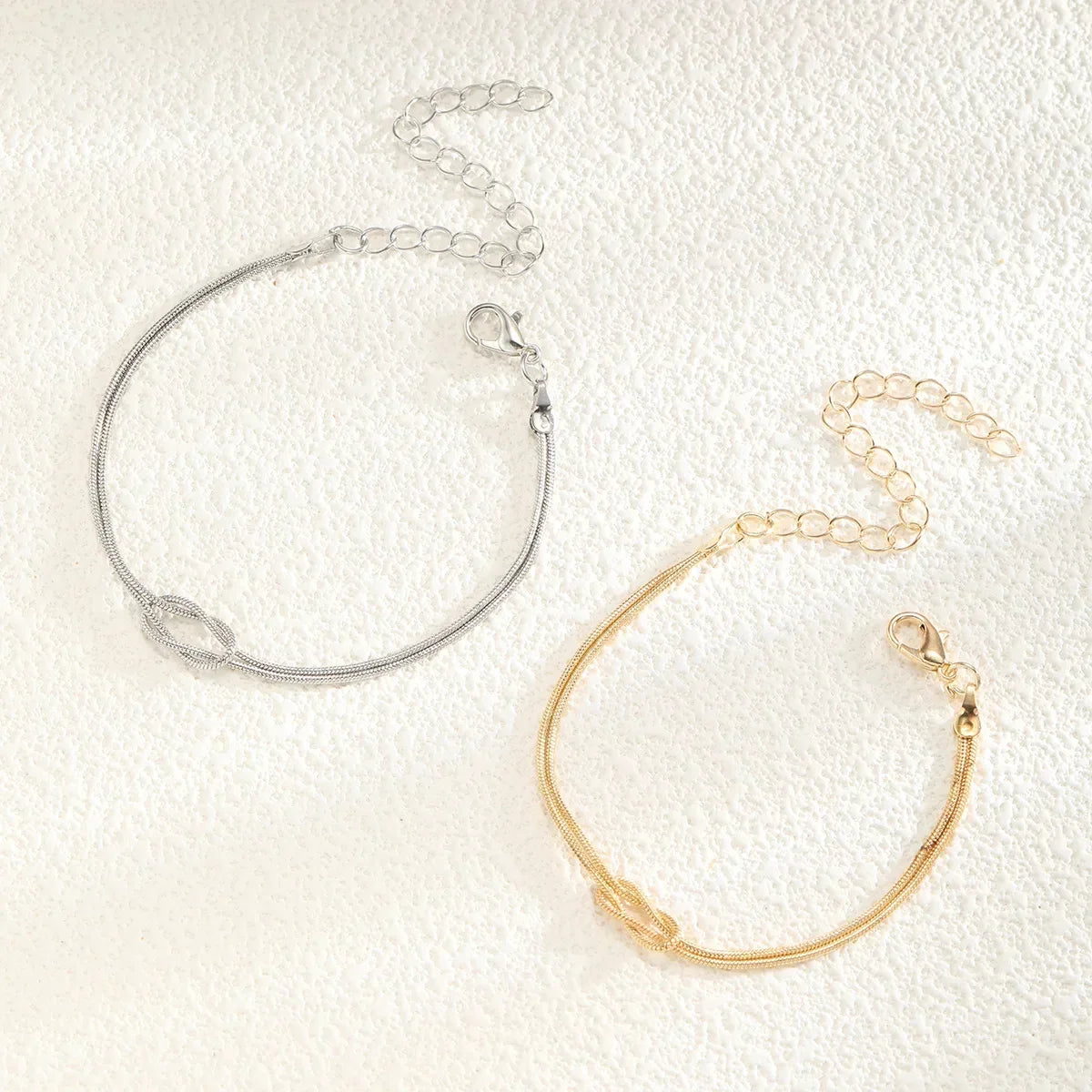 Lats einfache Metall handgemachte Knoten Paar Armband für Frauen Männer Gold Silber Farbe Valentinstag Modeschmuck Geschenke