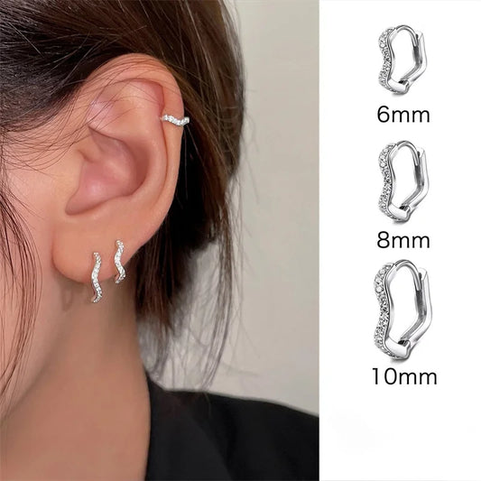 1PCS Edelstahl Minimal Creolen Kristall Zirkonia Kleine Huggie Dünne Knorpel Ohrring Helix Tragus Piercing Schmuck