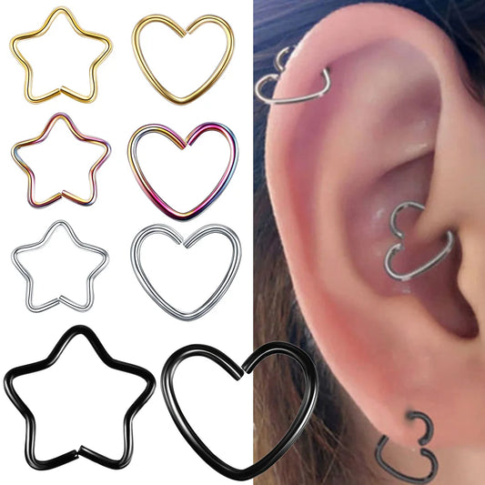 Körperschmuck Chirurgenstahl Daith Herz Ring Knorpel Tragus Piercings Hoop Lippe Nasenringe Orbital Ohrstecker Helix Schmuck