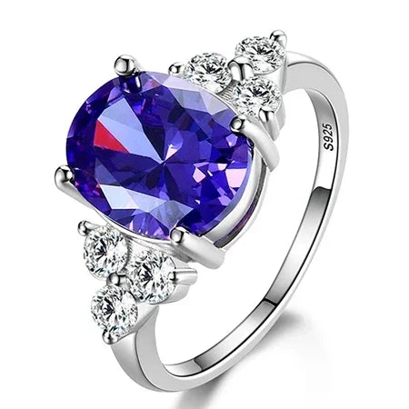 Zirkonringe aus 925er-Sterlingsilber mit weißem, rosa, hellblauem Champagner-Zirkon, ovalem Stein, Modeschmuck, Partygeschenke für Frauen