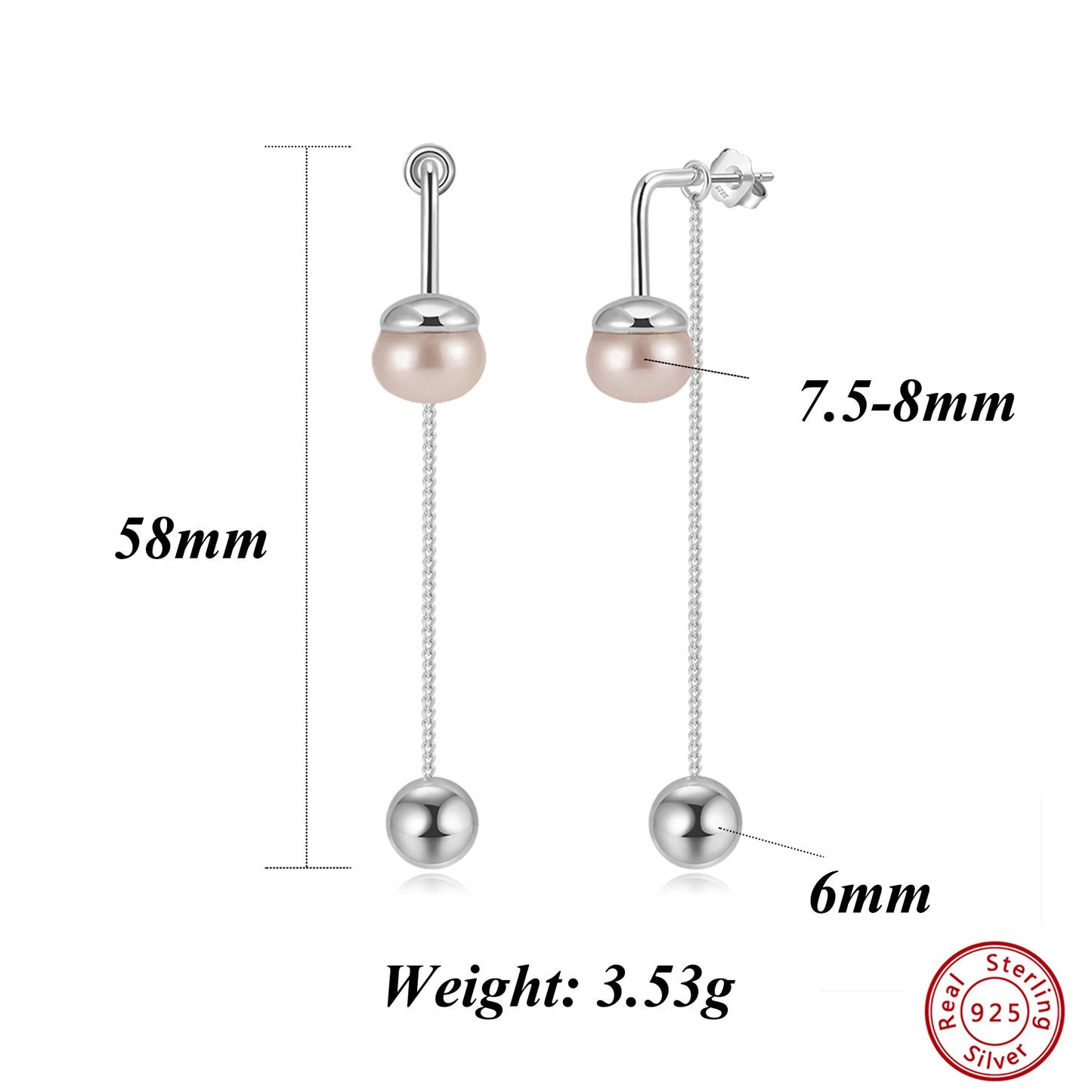 ORSA JEWELS Ohrhänger aus 925er-Sterlingsilber, natürliche Süßwasserperle, Strang und Perlen, Kugelornament, Quasten-Stil, Geschenk GPE 124