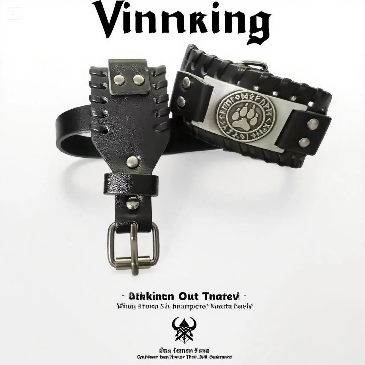 HNSP Viking Rune Schmuck Zubehör Wickelarmband aus Leder für Herren, verstellbare Größe