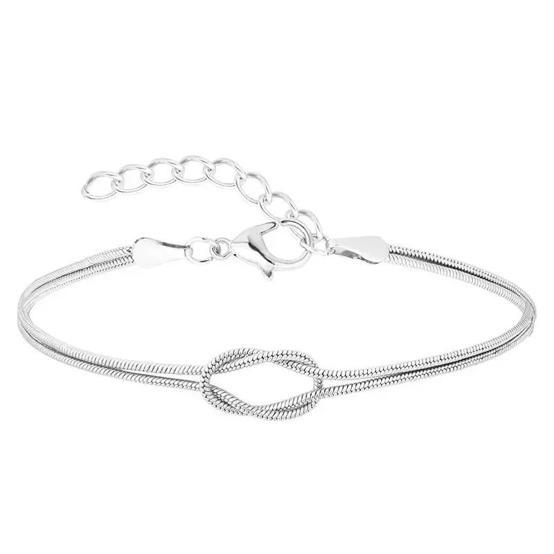 Lats einfache Metall handgemachte Knoten Paar Armband für Frauen Männer Gold Silber Farbe Valentinstag Modeschmuck Geschenke