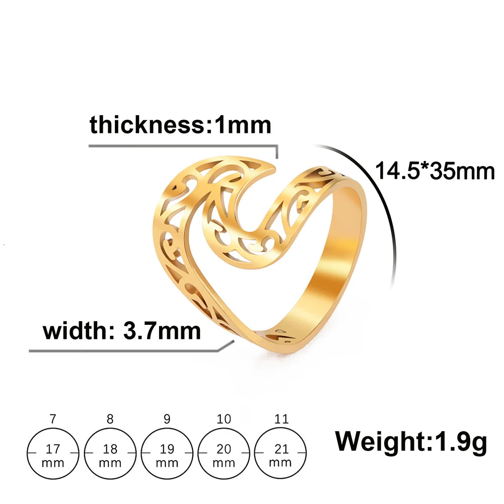 COOLTIME Einfache Meereswellen-Paarringe 2025, Trend Ocean Surf Edelstahl, gepaarte Ringe für Damen und Herren, Hochzeit, Geburtstag, Schmuck