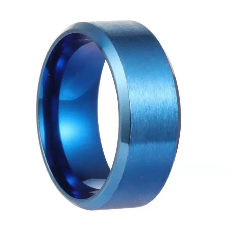 Einfache Edelstahlringe Titanstahl Punk Trendy Persönlichkeit Metall Abgeschrägter Rand Polierter Ring für Damen Herren Party