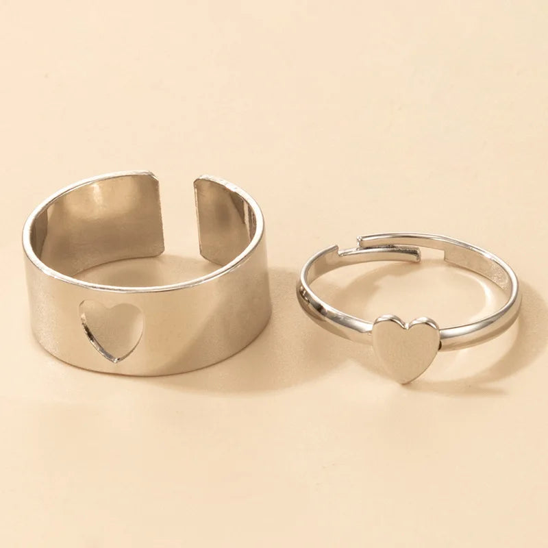 Vintage Einfache Tier Butterlfly Sterne Mond Herz Offene Ringe Für Frauen Mädchen Gothic Schmuck 2PCS Punk Schwarz Paar Ring set