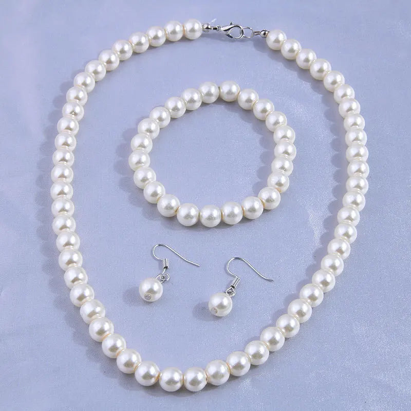 3 Stück/Set Kunstperlen-Set für Halskette, Armband und Ohrringe, Schmuckzubehör