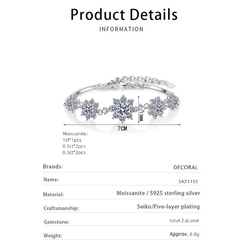 VVS D Farbe 3EX Cut Runde Moissanit Diamant Armband für Frauen Hochzeit Armband GRA Zertifizierter 925 Sterling Silber Schmuck