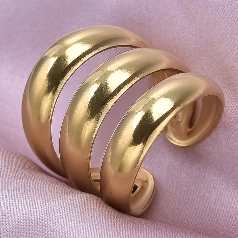 1/2/3 stücke mischen Farbe klobigen breiten Ring offene Edelstahl ringe für Frauen Männer Accessoires unregelmäßige Oberfläche kpop Modeschmuck