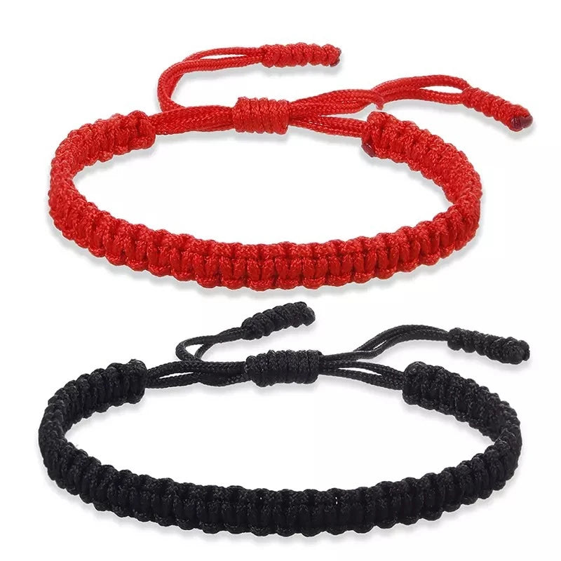 Handgefertigte geflochtene Schnur-Armbänder, rot, schwarz, buddhistisches tibetisches gewebtes Seil, Glücksbringer-Amulett-Armband für Frauen und Mädchen, Schmuck ﻿ Geschenke