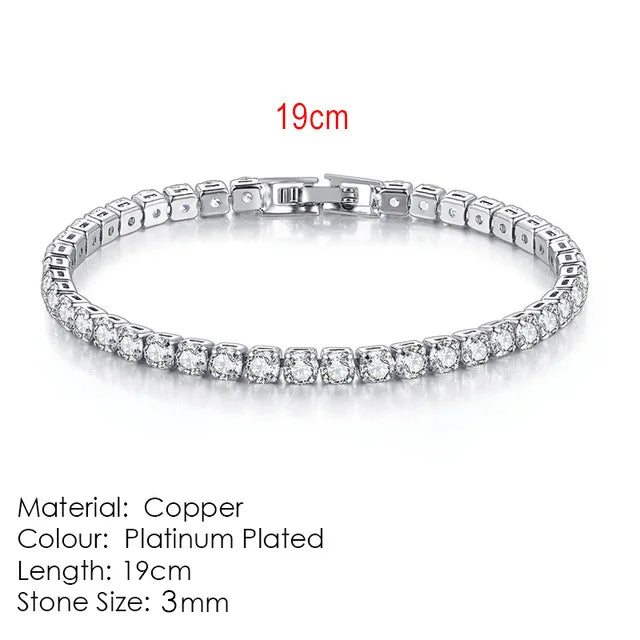 Silber Farbe 2,5/3/4/5mm Zirkon Tennis Armband Für Frauen Männer Dazzling Kristall Hand kette Hochzeit Geschenk Punk Mode Schmuck