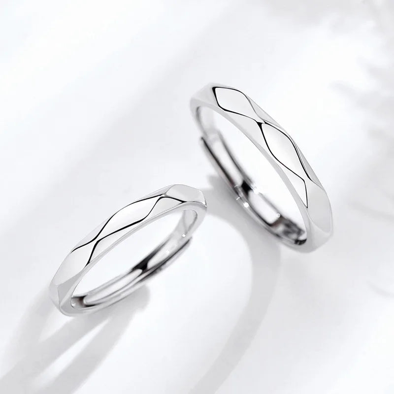 Modischer einfacher Paarring, schwarz-weiße Raute-Ringe, verstellbarer offener Schmuck für Damen und Herren, Valentinstag, Hochzeitstag, Geschenke