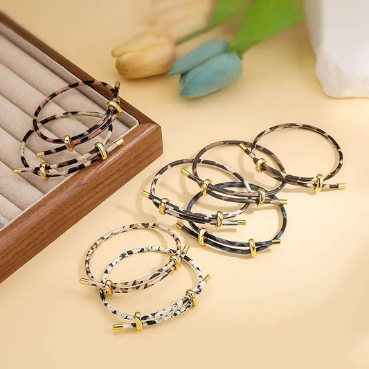 HECHENG, Rindruck, Schlangenmuster, Leopardenmuster, schlicht, modisch, PU-Leder, verstellbares Armband, Paarschmuck, 1-teilig