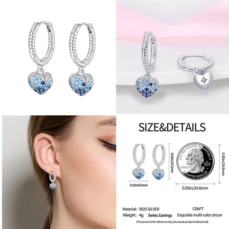 2024 Hotsale Ohrringe aus 925er-Sterlingsilber, Creolen mit Pavé-CZ-U-Form, Zirkon für Frauen, funkelnd, mit Größe, Modellanzeige