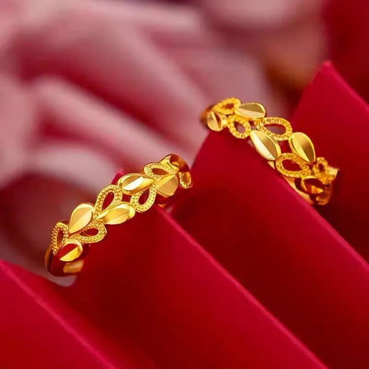Goldene Ringe für Frauen, vergoldete Ringe, Blatt-Herz, Party, Hochzeit, Verlobungsring, Trend-Schmuck, Geschenk, Alem 1924 Anillos De Mujer