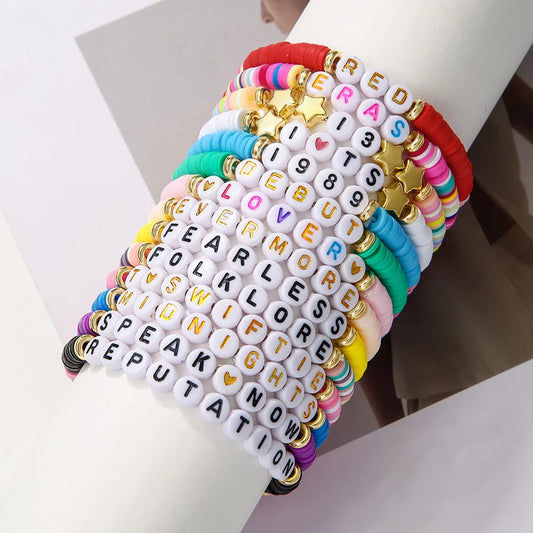11/14pc bunte Freundschaft bänder für Taylor Swift Fans verstellbares Album inspiriert Armband Stretch Letter Perlen Armbänder