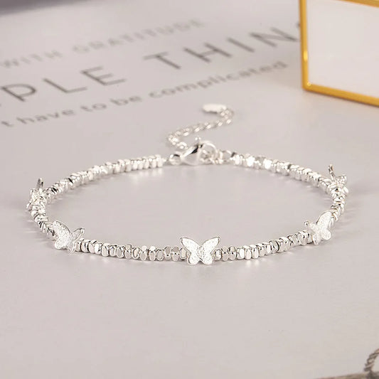 VENTFILLE Schmetterlingsarmband aus 925er-Sterlingsilber für Mädchen, Perlenschnur-Design, Insekt, modisch, vielseitiger Schmuck, Geschenk, Dropshipping