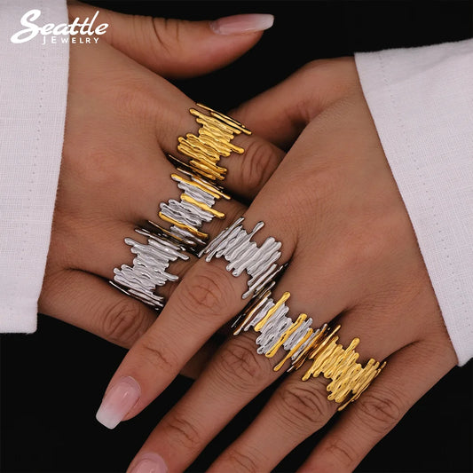 Vergoldeter personalisierter Ring aus Edelstahl 316, für Damenmode, goldfarben, Silber, offener Ring, Paar, wasserdichter Schmuck, Geschenk