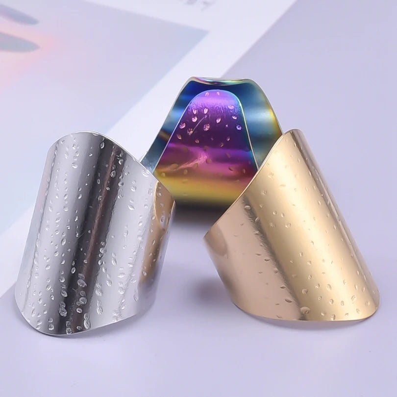1/2/3 stücke mischen Farbe klobigen breiten Ring offene Edelstahl ringe für Frauen Männer Accessoires unregelmäßige Oberfläche kpop Modeschmuck
