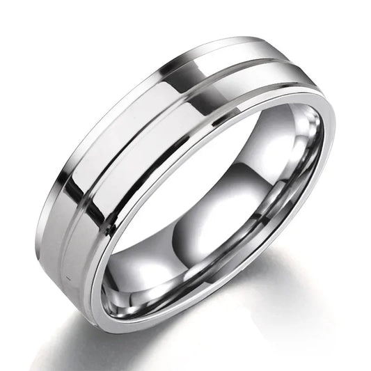 Herren Edelstahl Ringnut Design 6mm Damen ring Titan Stahl Paar Ringe einfacher Hands chmuck