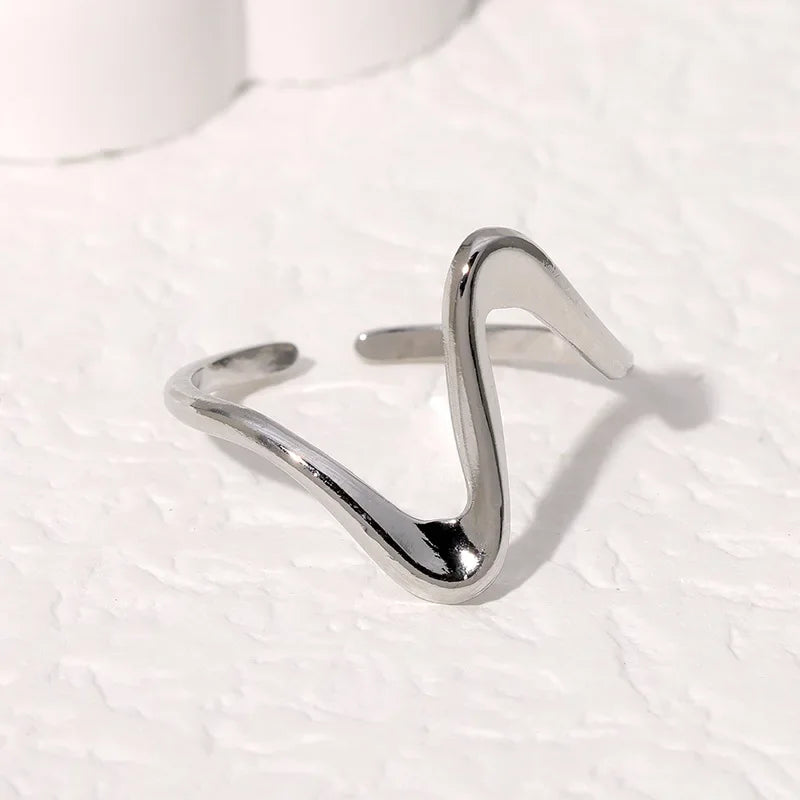 Vintage geometrische Wellenringe für Frauen, Edelstahl, goldfarben, verstellbarer Rockring, ästhetischer Hochzeitsschmuck, Geschenk, Bijoux