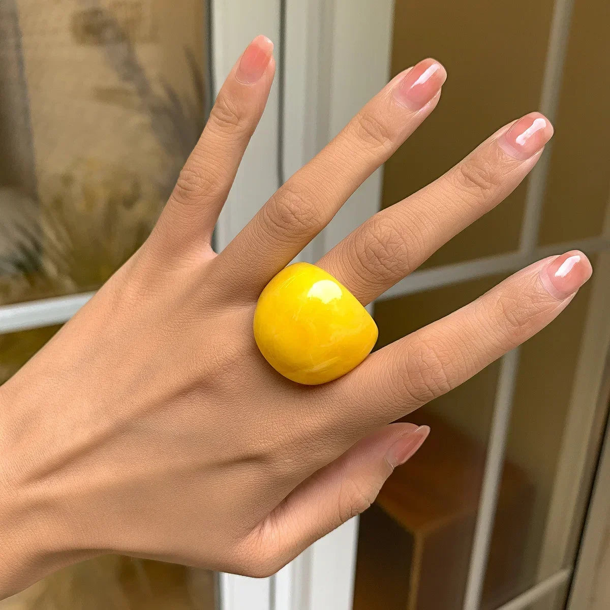 Persönlichkeit Candy Farbe Große Ringe Acryl Geometrische Chunky Ring Mode Frauen Charme Bunte Regenbogen Harz Knuckle Finger Ringe