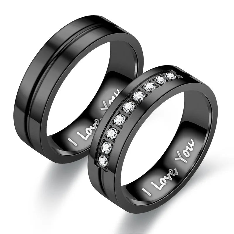 Mode Edelstahl Paar Verlobungsringe für Frauen Männer Kristall ICH LIEBE DICH Ring 2022, Hochzeit Schmuck Zubehör Geschenke