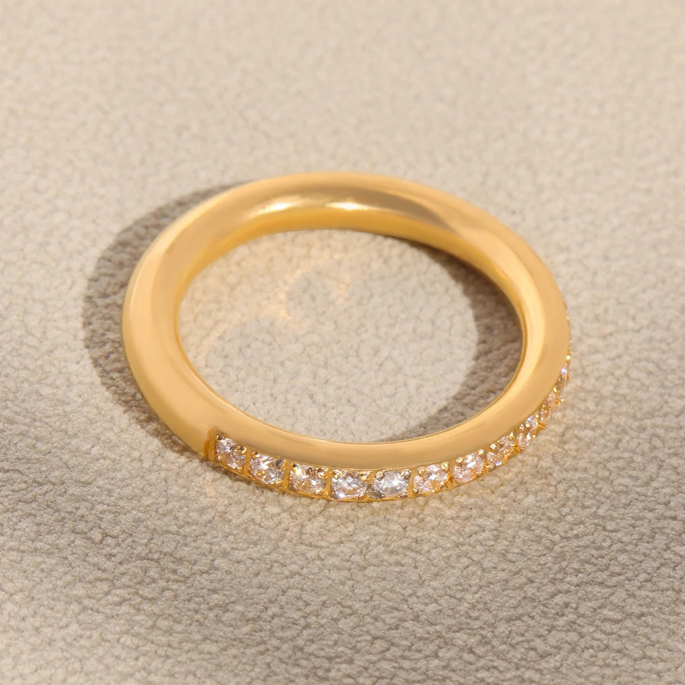Liora 3-in-1-Ringe mit kubischem Zirkon für Damen, dünn, 18 Karat vergoldet, Edelstahl, Eheringe, Ringe für Frauen, Zeigefinger-Schmuck