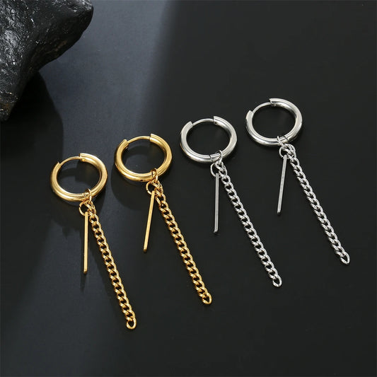 Amaxer minimalist ischen Stick Kette Ohrringe Edelstahl Quaste Creolen für Frauen Büro Dame Temperament Schmuck Geschenk