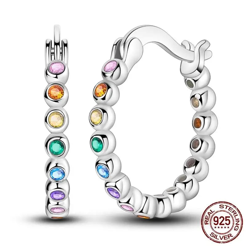 Leuchtende Muschel-Ohrringe für Damen, Original-Ohrringe aus 925er-Sterlingsilber, Pavé-CZ-Stern, Mond, Creolen, Verlobung, Hochzeit, Schmuck