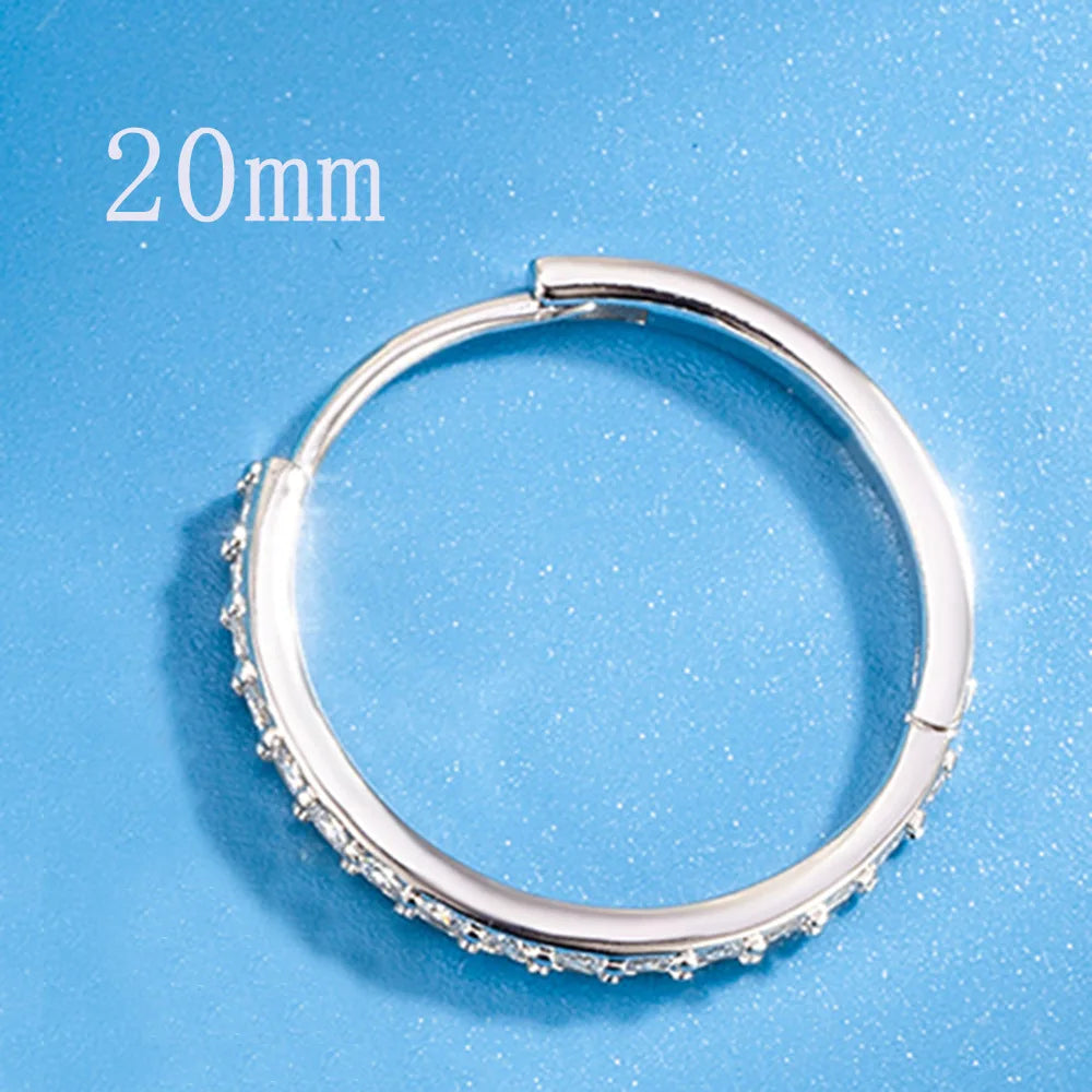 925 Sterling Silber 8/12/16/20 MM Zirkon Creolen Für Frauen Hochzeit Verlobung Luxus Schmuck Zubehör geld 925