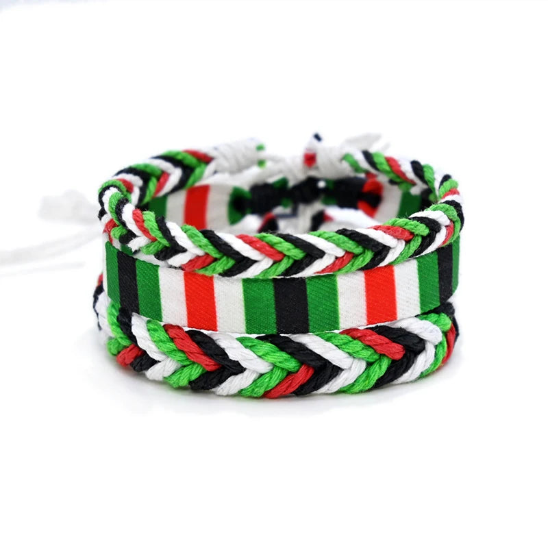 Geometrisches gepunktetes Palästina-Armband für Männer und Frauen, mehrfarbiges Handgeflecht, arabischer Stil, Gaza-Flagge, Schmuckzubehör