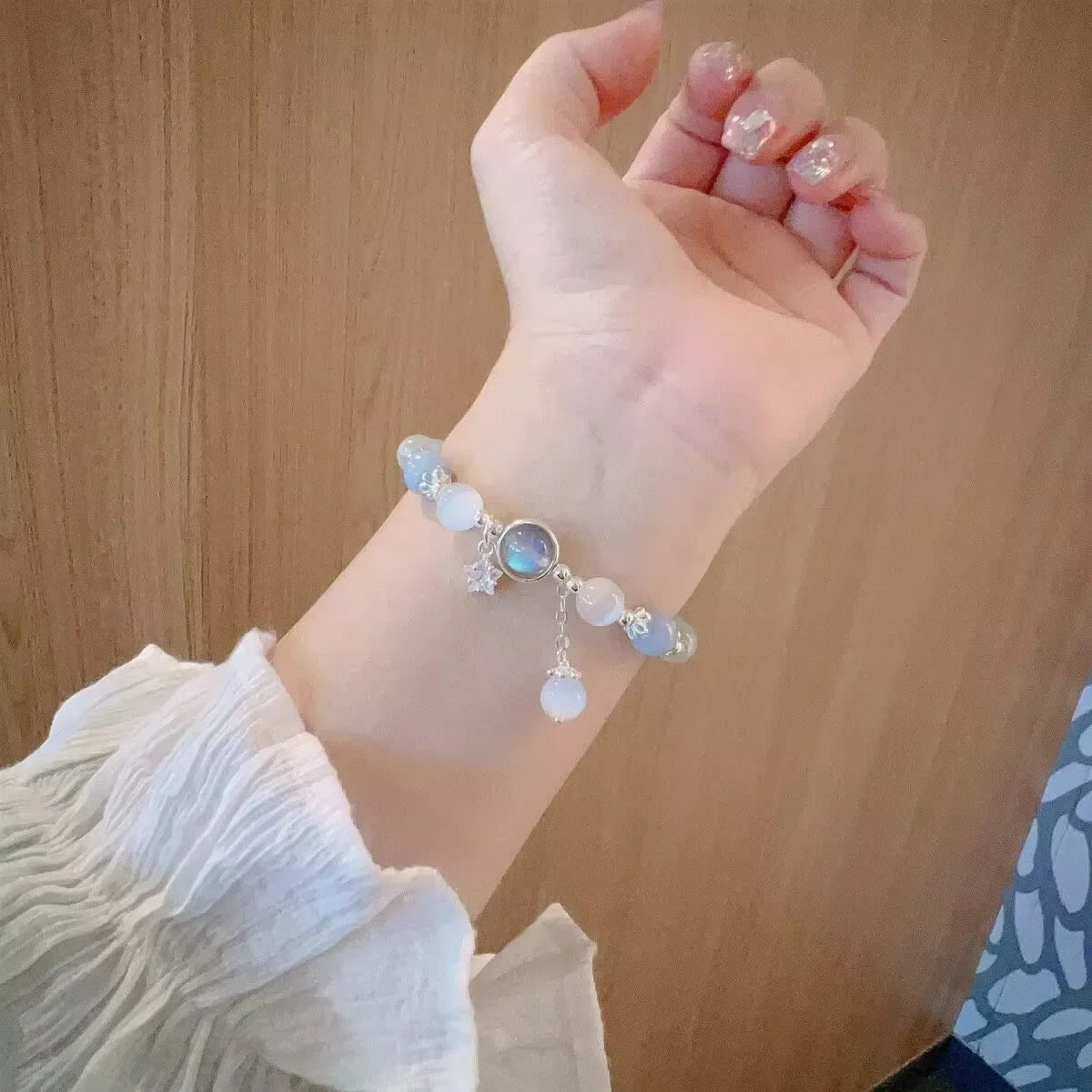 Bowknot Anhänger Nachahmung Katzenauge Steine Kristall Perlen Armbänder Für Frauen Weibliche Exquisite Mode Schmuck Zubehör Geschenke