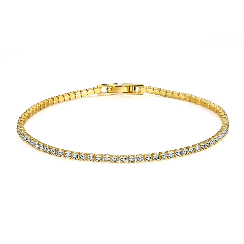 2 mm Moissanit-Tennisarmband für Damen und Herren, 925er Sterlingsilber vergoldet, 18 Karat Gold, Hip-Hop-Kette, runde Blasendiamant-Armbänder