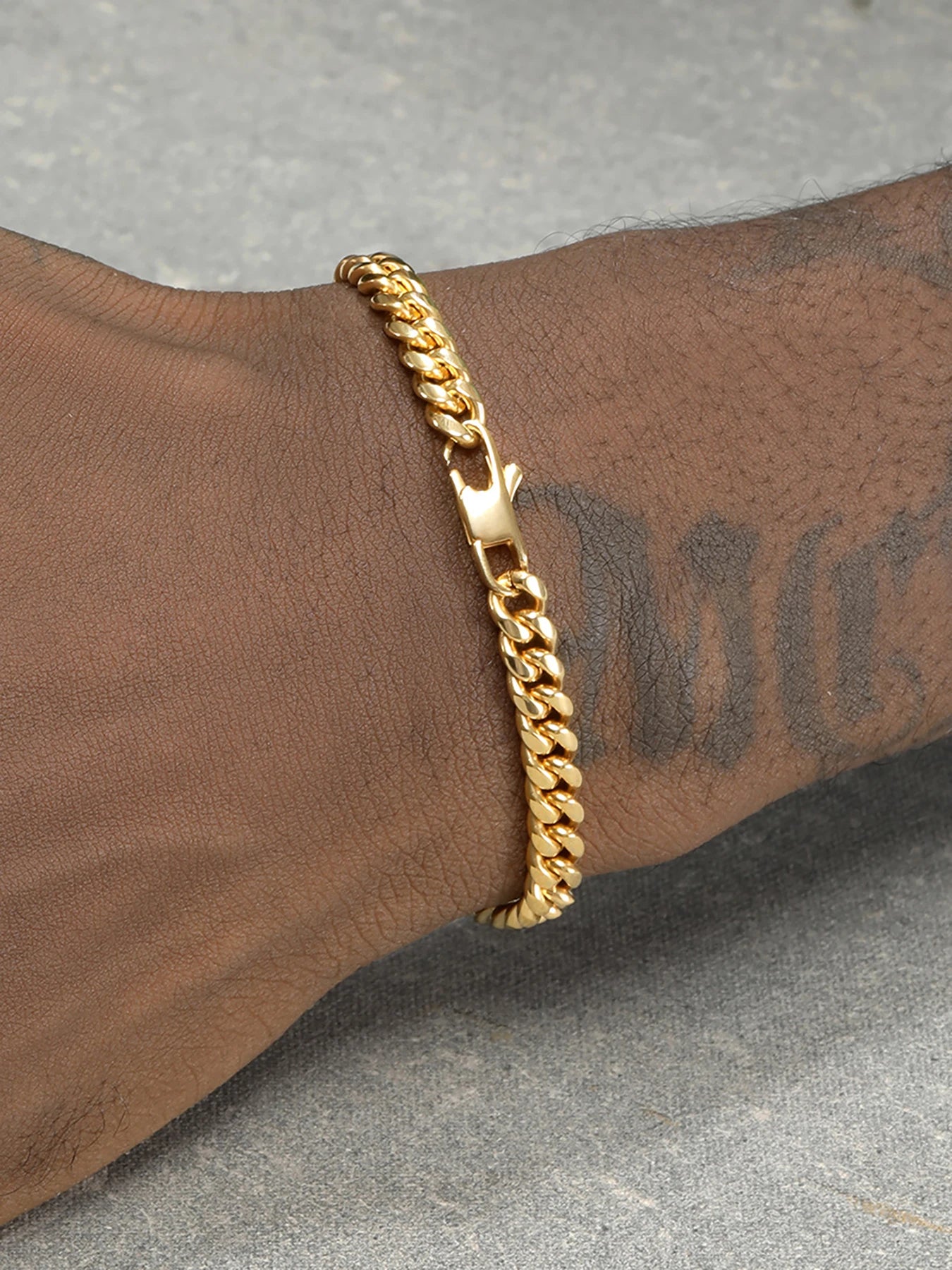 18 Karat vergoldetes Armband aus massivem Edelstahl, 5 mm, kubanische Miami-Kette, 20 cm, für Männer und Frauen, Geschenke, Punk-Stil, wasserdicht