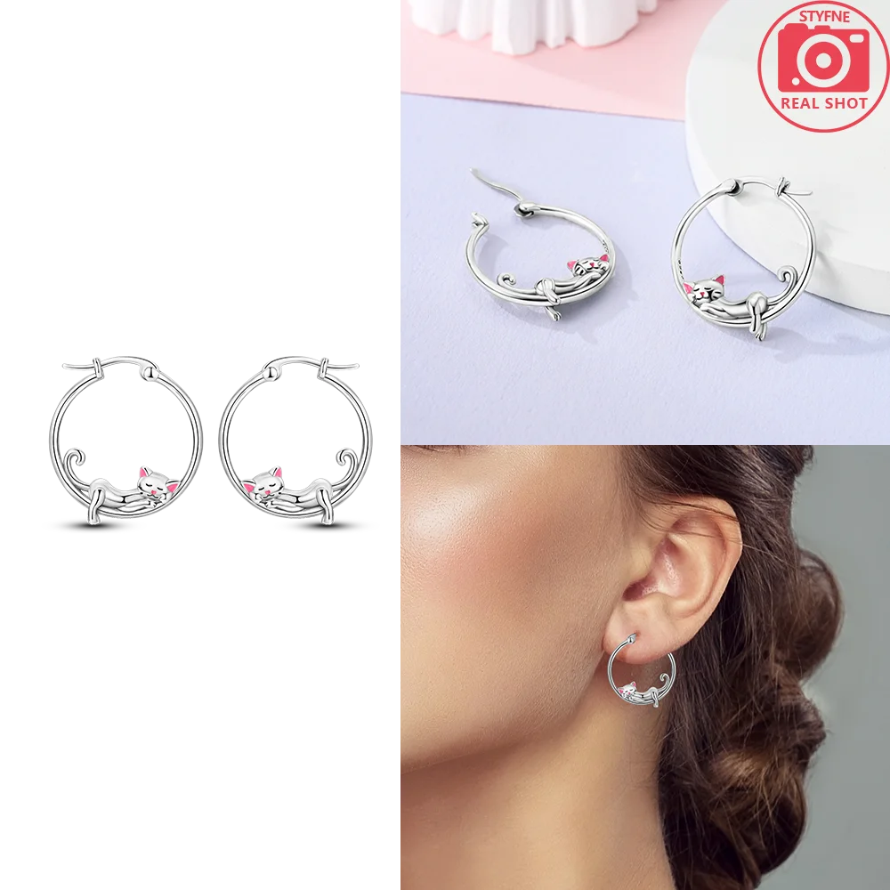 Schmetterlings-Ohrringe, Original 925er Silber, rosa Schleife, Herz, Zirkon, Stern, Blume, Ohrstecker, Damen, Schmuck, Geschenk, Liebe, Valentinstag-Set