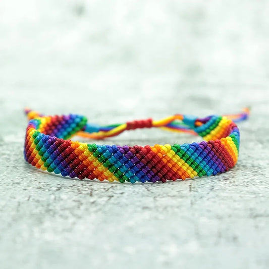 Mode LGBT Armband Männer Frauen Regenbogen Seil Armbänder Handarbeit Gewebte Saiten Ethnische Messing Schmuck Bestie Geschenk Einstellbar