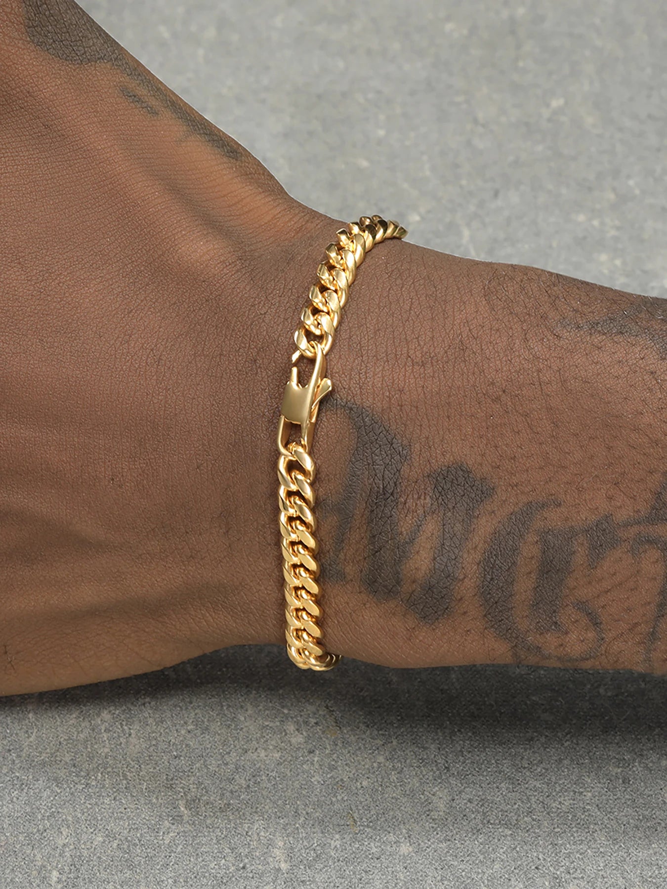 18 Karat vergoldetes Armband aus massivem Edelstahl, 5 mm, kubanische Miami-Kette, 20 cm, für Männer und Frauen, Geschenke, Punk-Stil, wasserdicht