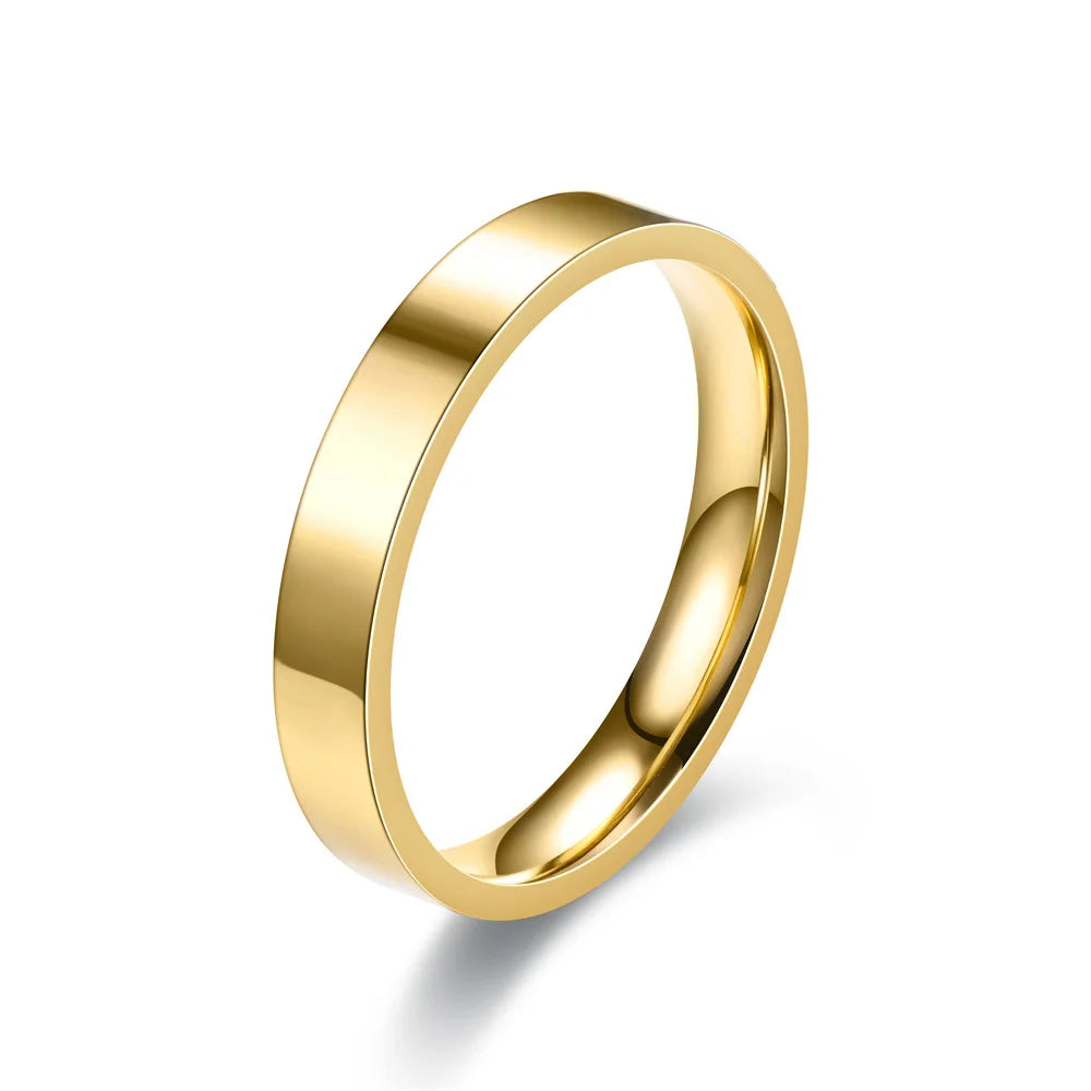4mm Einfachheit Flache Edelstahl Ringe Japanische Koreanische Mode Glänzend Titan Stahl Finger Ringe für Jugend Junge Mädchen Schmuck