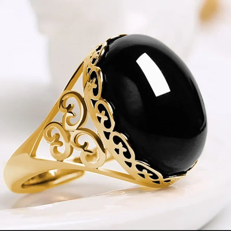 Unisex Ringe ethnischen Stil Nachahmung grüne Chalcedon Ringe für Frauen Temperament Nachahmung Achat rote Farbe Öffnungs ring Anillo