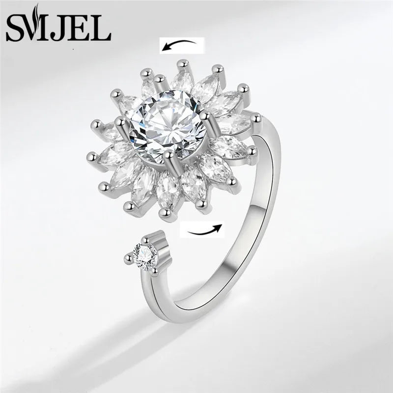 Neue Sonnenblume Angst Ring Fidget Spinner Ringe für Frauen Nette Schmetterling Kolibri Charms Finger Ring Anti Stress Drehen Geschenke