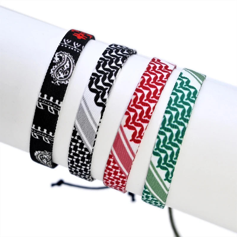 Geometrisches gepunktetes Palästina-Armband für Männer und Frauen, mehrfarbiges Handgeflecht, arabischer Stil, Gaza-Flagge, Schmuckzubehör