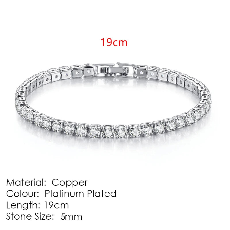 Silber Farbe 2,5/3/4/5mm Zirkon Tennis Armband Für Frauen Männer Dazzling Kristall Hand kette Hochzeit Geschenk Punk Mode Schmuck